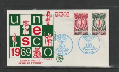 France 1969 SGU9/U10 2v FDC (Paris) UNESCO-"Human Rights"