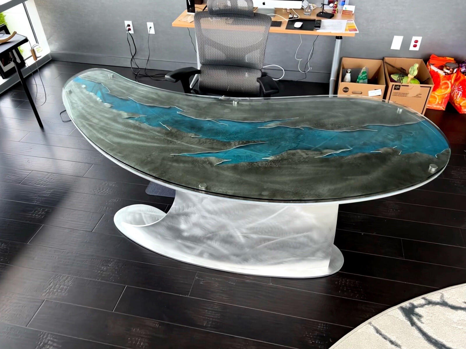 Custom Modern Metal Executive Office Desk Commission by Artist Nicholas