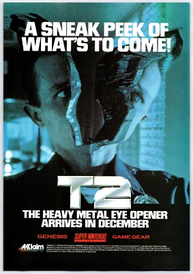Vintage Print Ad 1993 Terminator 2 T2 SNES Genesis Original Promo Poster Art