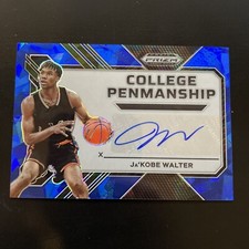 JA'KOBE WALTER 2023-24 PRIZM DRAFT COLLEGE PENMANSHIP Blue Cracked Ice AUTO 1/75