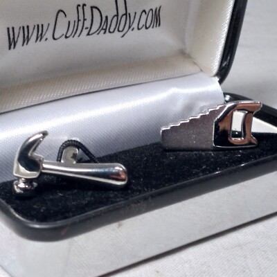 Cufflinks Tools Hammer Saw Silvertone 