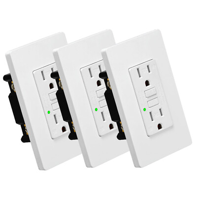 (3 Pack) 15AMP GFCI Outlet ETL Listed - Weather / Tamper Resistant WR TR - White