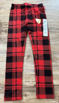 Cat & Jack Leggings Size XS Extra Small 4 5 Red Black Plaid Print NWT