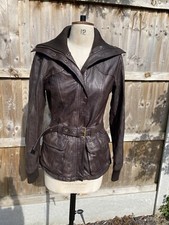 Zoul Aviator Style Lamb Leather Jacket Size 10 Brown Soft Supple Large Collar