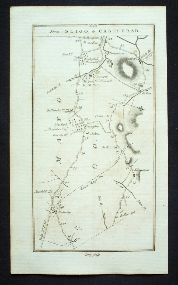IRLANDA, SLIGO, BALLYCARRA, FOXFORD, hoja de ruta antigua, Taylor & Skinner, c.1778 Foto 3 de 4
