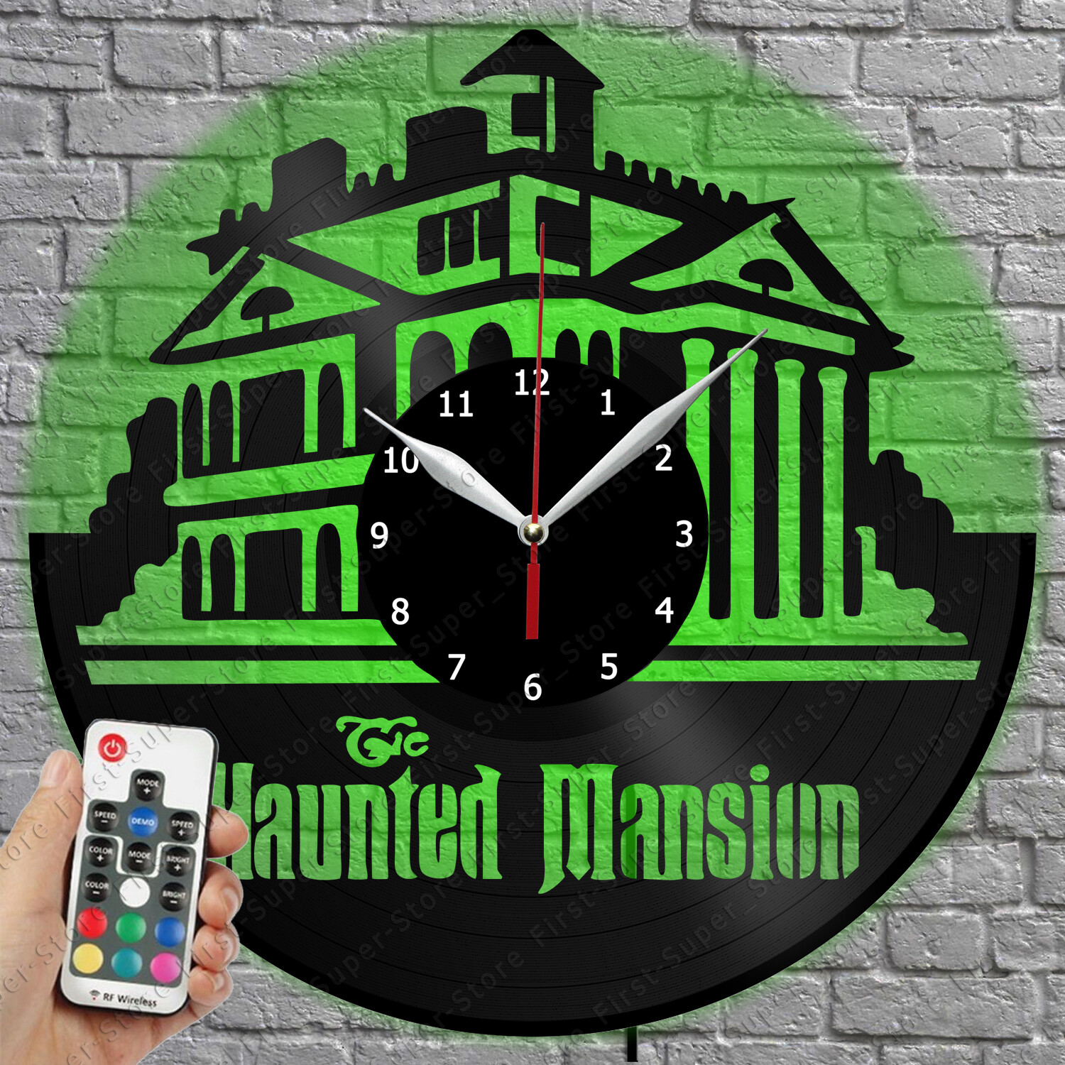 Haunted Mansion LED Wall Clock with Vinyl Record Design and Light-Up Display 1139