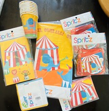 circus party decorations Bundle - 8 - Invitations Banners Favor Bags  Ret. 50