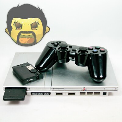 Sony PlayStation 2 PS2 Console Slim Silver Bundle SCPH-7901 Wireless Controller