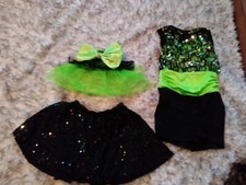 Childrens M Costume Gallery Green leotard and skirt tutu dance costume green bl
