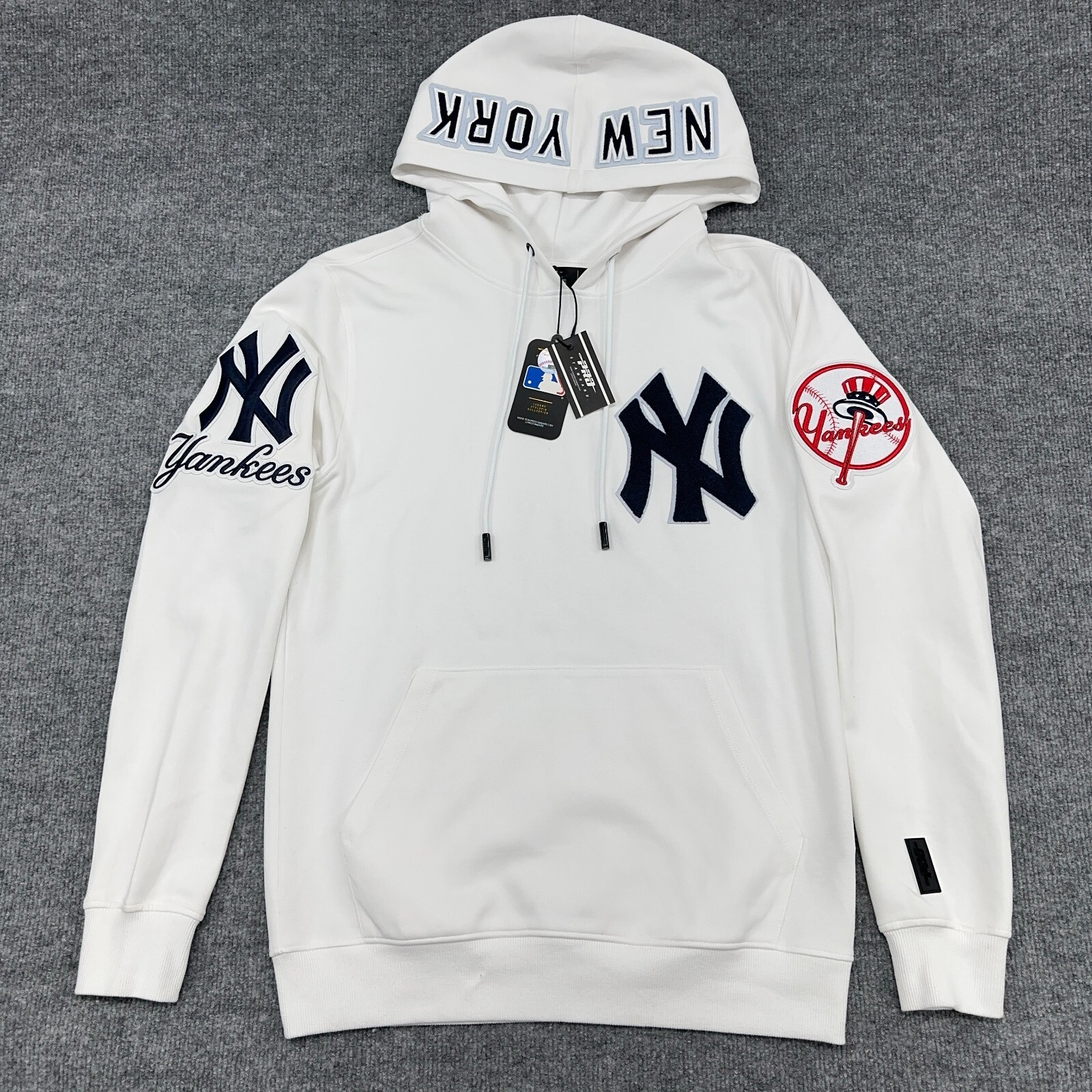 New York Yankees ProStandard Hoodie Team Logo Mens Small White Patch *READ* NEW