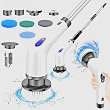 9 in 1 Electric Spin Scrubber Cordless Cleaning Brush Bathroom Rotating Scrubber