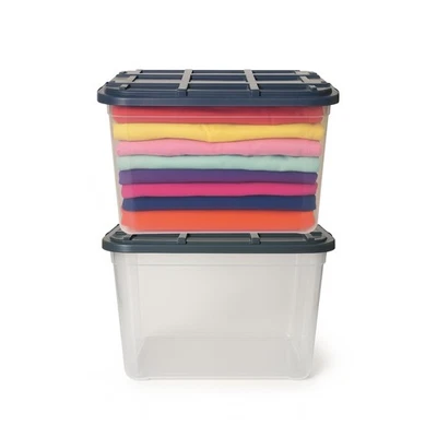 PALUCART 2x, 4x, 8x Contenitore In Plastica Trasparente 59 L Con Coperchio Multiuso 112F