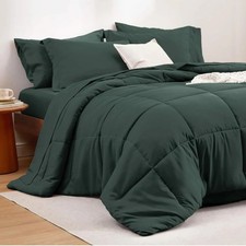 FREE SHIPPING Bedsure GentleSoft Comforter Set 7 Pieces Solid Forest Green, Full