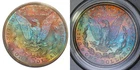 1881-S  PCGS MS64 MORGAN $ MUTICOLOR END-ROLL VIBRANT RAINBOW TONING (VIDEO} **