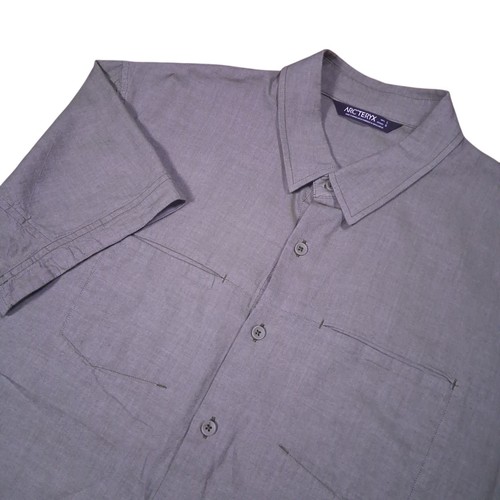 Arc'teryx Button Up Shirt Mens Size L Green Short Sleeve Cotton Viscose Hiking 