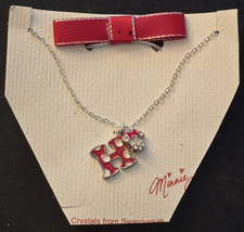 Disney Store Minnie Initial H Charm Necklace Polka Dot Swarovski Crystals Nib