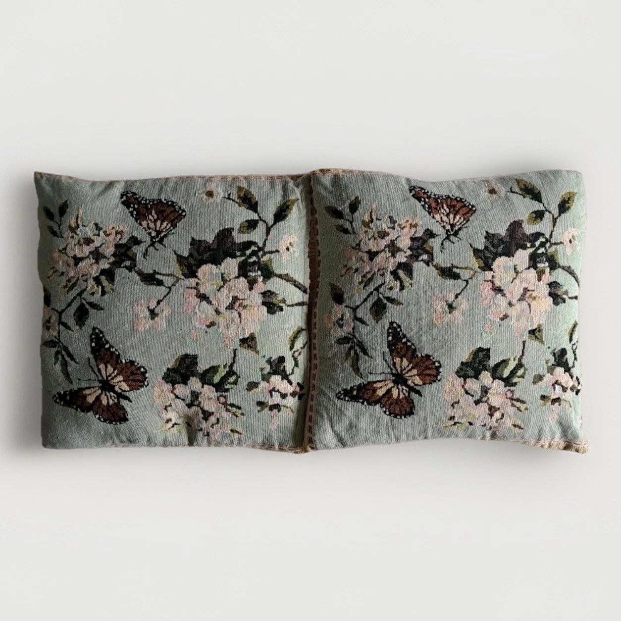 Butterflies Floral Tapestry Decorative Set of Two Throw Pillows 14” Zipper Close