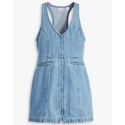 Levi's Rio Denim Dress size M Blue Light Wash Zip Front Jumper Country Preppy