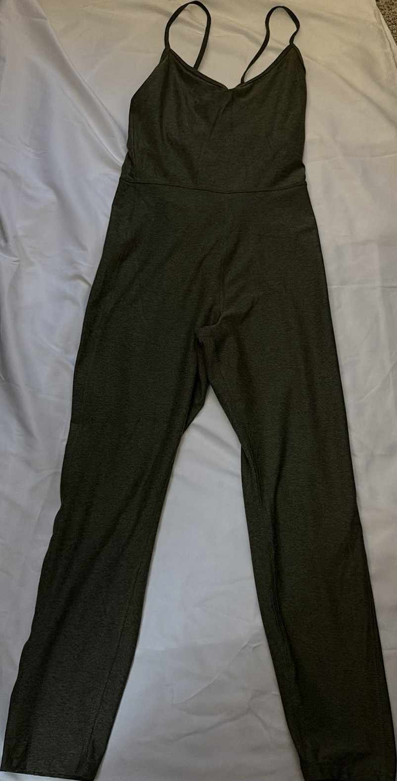 Old Navy Olive Sleeveless Go-Dry Stretch Jumpsuit Women's Size L Quick Dry