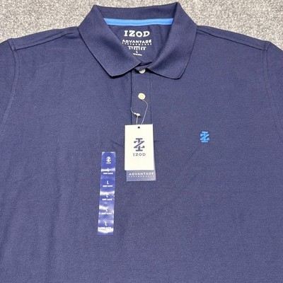 IZOD Advantage Performance Polo Shirt Size L Navy Blue Natural Stretch