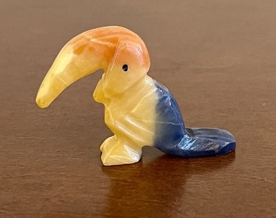 Vintage Hand Carved Onyx Marble Toucan Bird Figurine Dyed Stone Tropical 2 