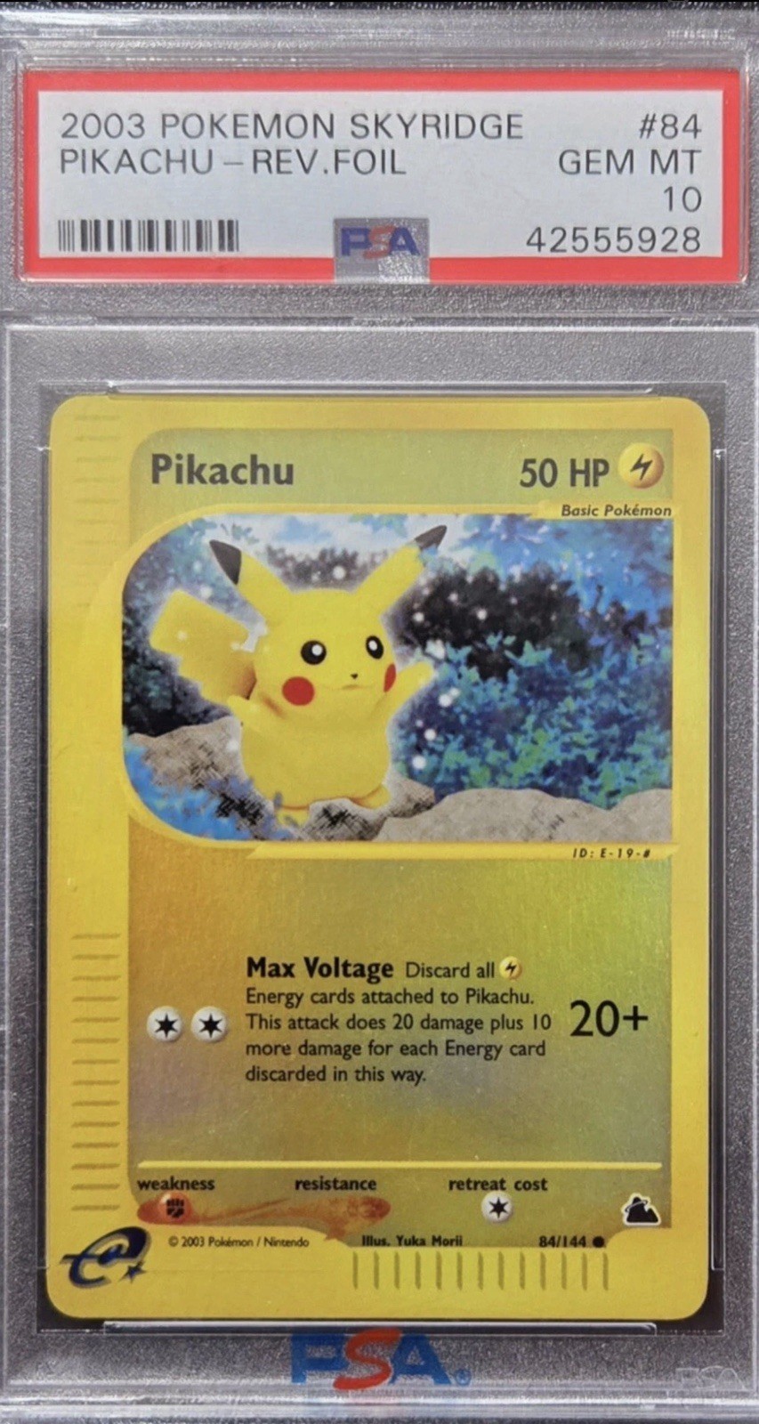 2003 Pokemon Skyridge Pikachu Reverse Holo #84 PSA GEM MT 10