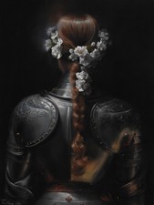 original drawing 30 x 40 cm 182KJ artwork soft pastel female knight in armor