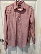 Hugo Boss Size M Men's Slim Fit Salmon Color Stretch Cotton Blend Shirt