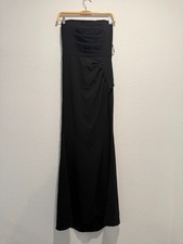 XSCAPE Strapless Side Ruched Scuba Crepe Evening Dress Gown Black New Size 4