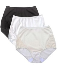 Shadowline Women's Nylon Full Brief Panty with Lace 3-Pack Size 8