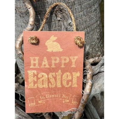 SoHa Living Happy Easter Wood Sign In Hawaii Nei Bunny Decor Hanging