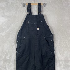 Carhartt Women XL Relaxed Fit Washed Duck Insulated Bib Overall Black 104049 BLK