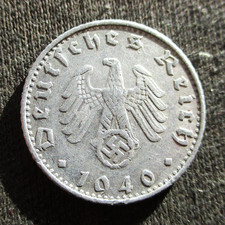 OLD COIN THIRD REICH GERMANY 50 REICHSPFENNIG 1940 B VIENNA ~ WORLD WAR II