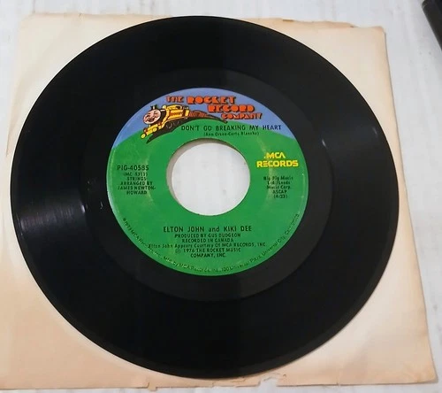 Elton John and Kiki Dee 45 Rpm Vinyl Don't Go Breaking My Heart MCA 1976