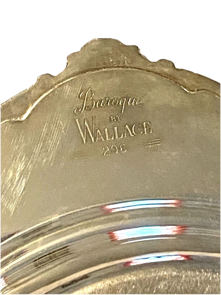 Plato de mantequilla vintage de plata Wallace barroco 206 años 40 con tapa de inserción de vidrio Foto 3 de 4