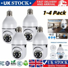 1-4pack 360° Light Bulb Camera 1080P IP WiFi IR Night Smart Home Security Camera
