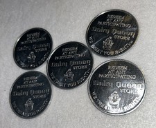 VINTAGE DAIRY QUEEN FREE SUNDAE TOKEN LOT OF 5