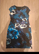 Kaleidoscope Black/Blue Floral Sheath Dress, V-Neck, Cap Sleeve, Zip, 18