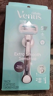 Gillette Venus Extra Smooth Sensitive Razor w/Metal Handle,2 Cartridges & Holder