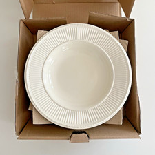 Wedgwood Edme Rimmed Bowl | Soup Pasta Plate | 23cm 9" Plain Cream | Set of 4