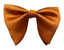Mens Oversized Satin Silk Bow Tie Solid Color Formal Tuxedo Big Bowtie C- Orange
