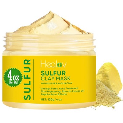 Healov Sulfur Face Mask   All Natural Facial Clay 4 Ounce (Pack of 1)