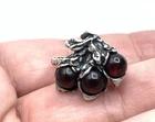 Vintage Signed Ornate Sterling Silver Cognac Amber 3 Stone Band Ring ~ Sz. 7.5