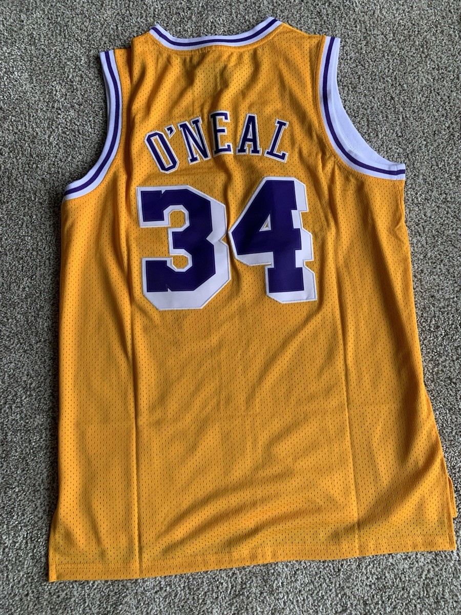 NWT M & Ness Hardwood Classics Shaquille O'Neal Lakers Yellow