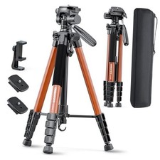 74"-Camera-Tripod, Professional Aluminum Heavy Duty Tripod 74 inch Orange