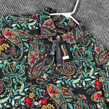 Cremieux Shirt Mens Large Black Paisley Short Sleeve Button Up Party New