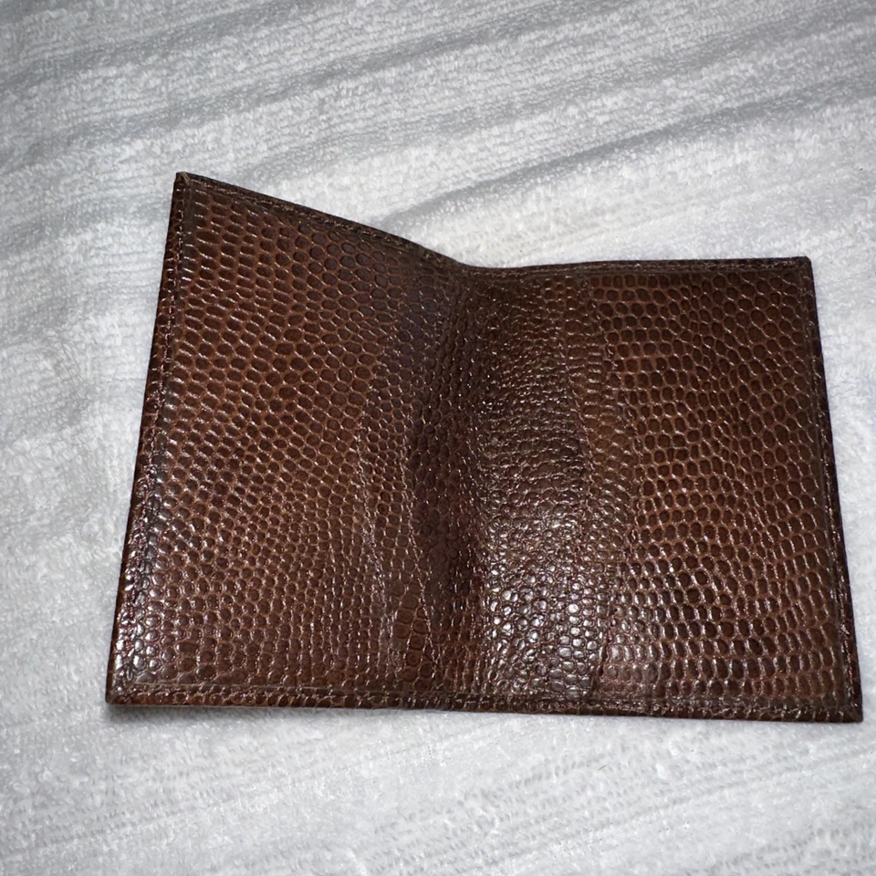ENVÍO GRATUITO PIEL DE LAGARTO GENUINA Cartera de Cuero HOMBRE BILLETERA PLEGABLE Nueva Marrón Foto 2 de 4