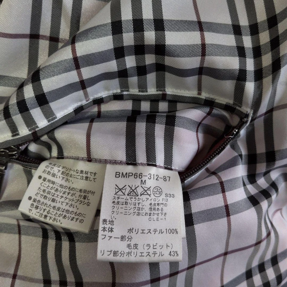 Burberry Black Label Down Jacket M Fur Hood Check Lining Used #EK BCA - Image 4 of 4