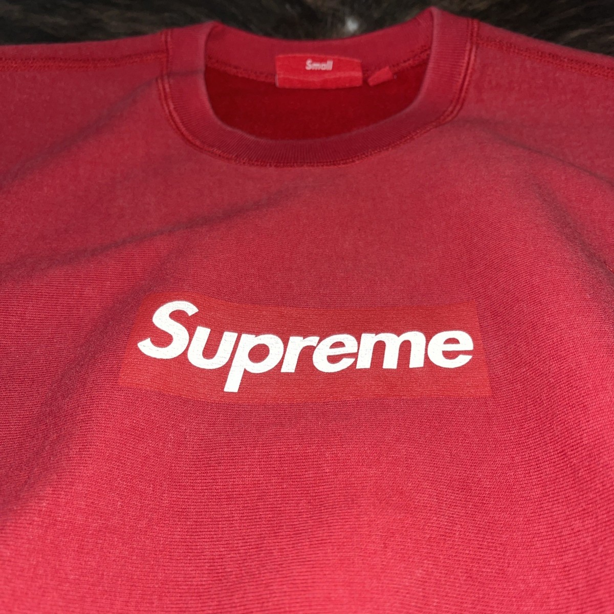 Supreme Box Logo Washed Crewneck BOGO Sweatshirt Red Men Small
