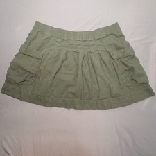 Old Navy Cargo Mini Skirt Womens Medium Olive Green Linen Blend Utility Skort